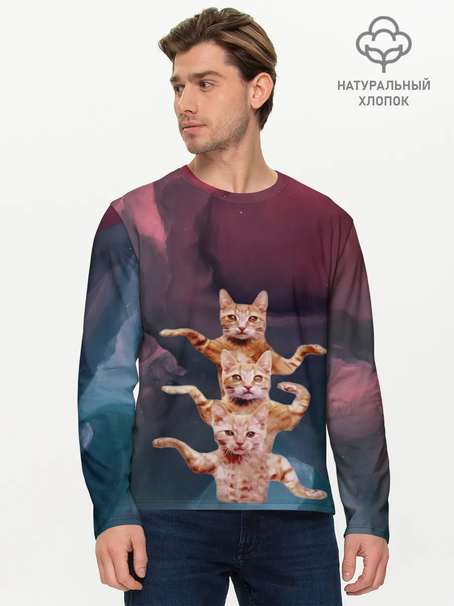 Мужской лонгслив базовый / Танцующие коты