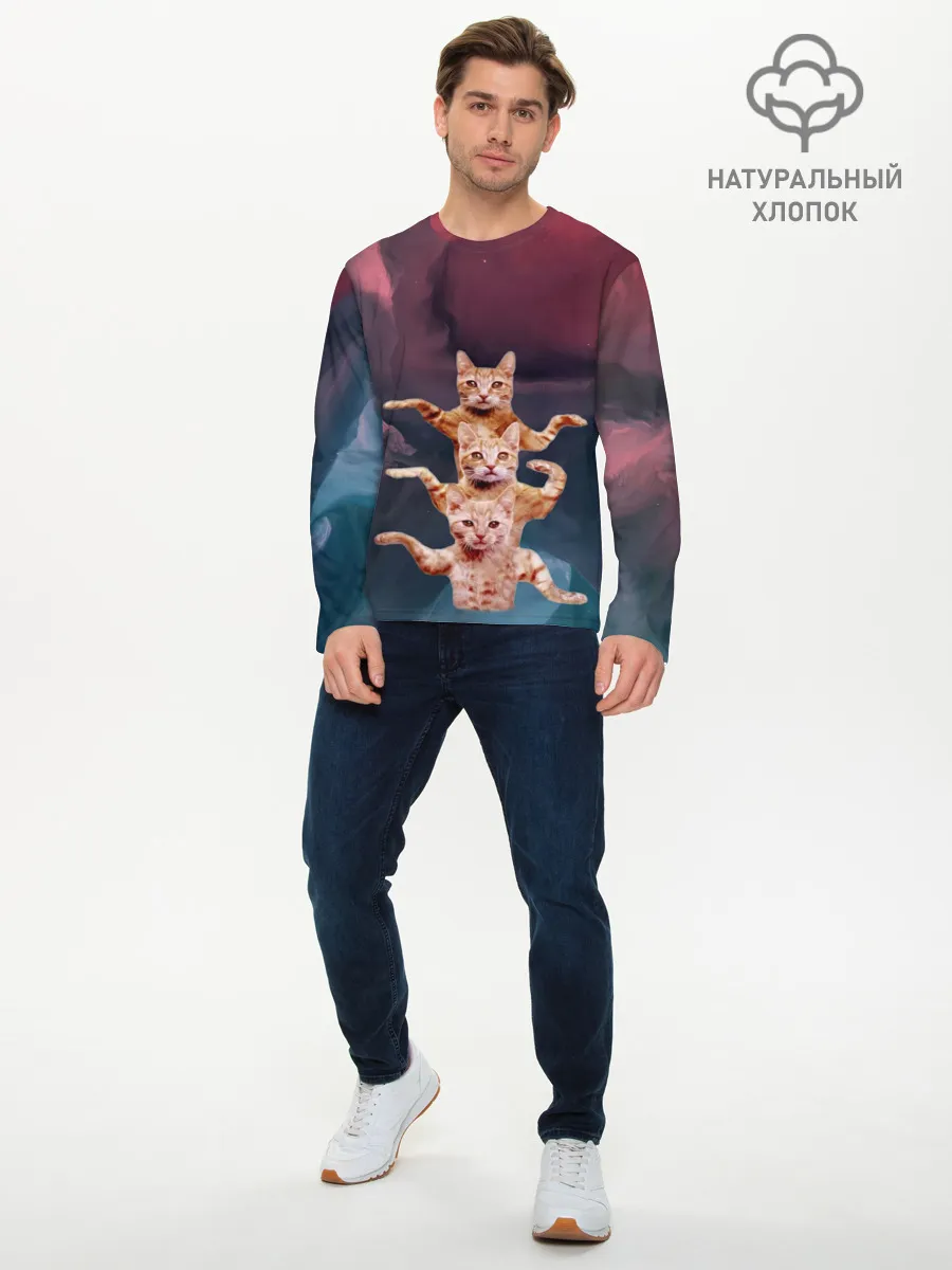 Мужской лонгслив базовый / Танцующие коты