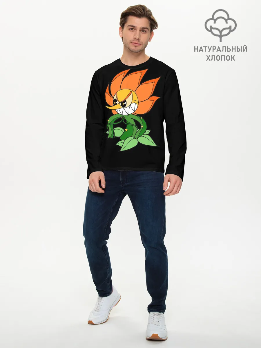Мужской лонгслив базовый / Cuphead - Кэгни Гвоздика