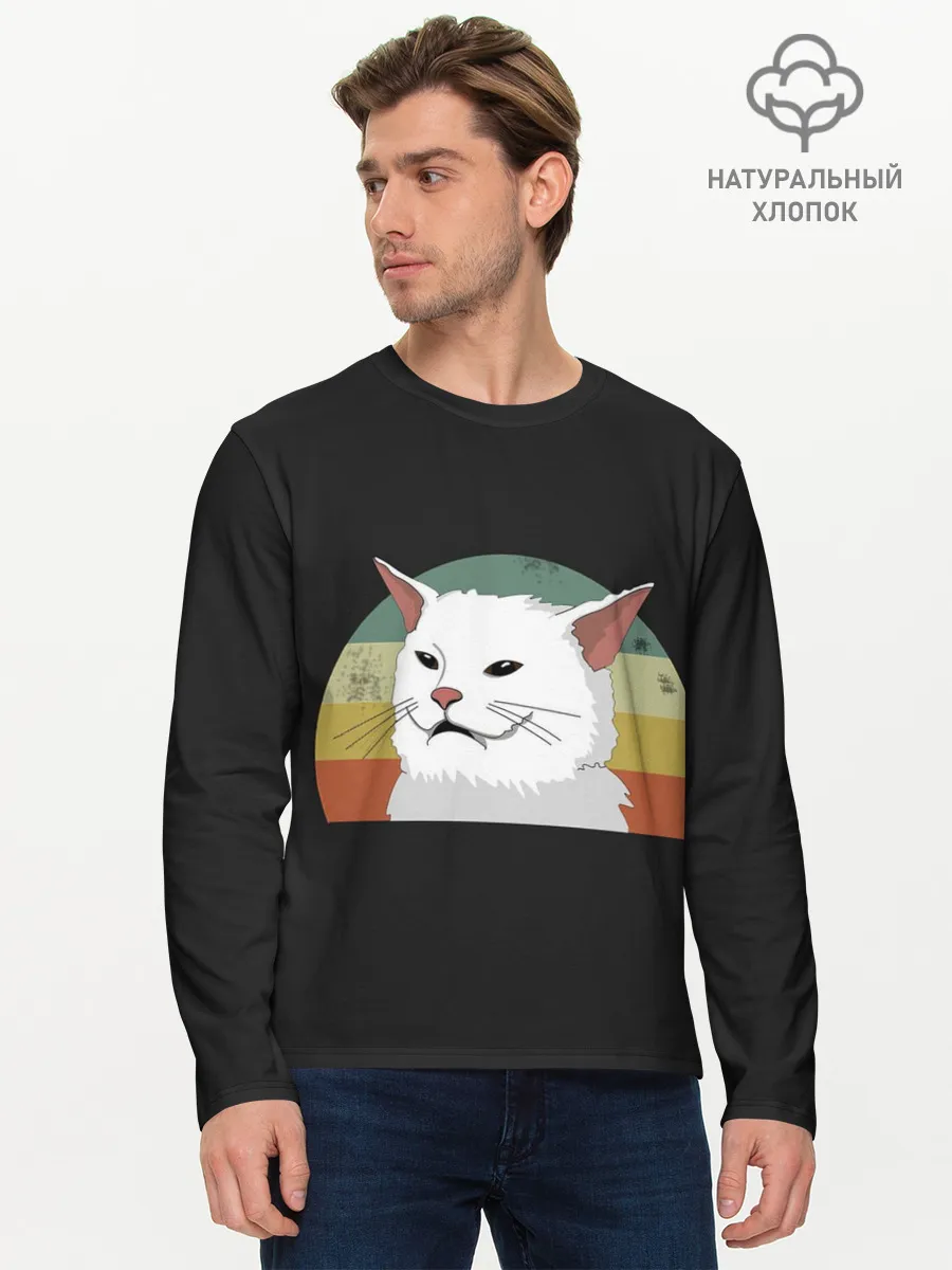 Мужской лонгслив базовый / Woman Yelling at Cat