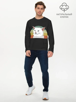 Мужской лонгслив базовый / Woman Yelling at Cat