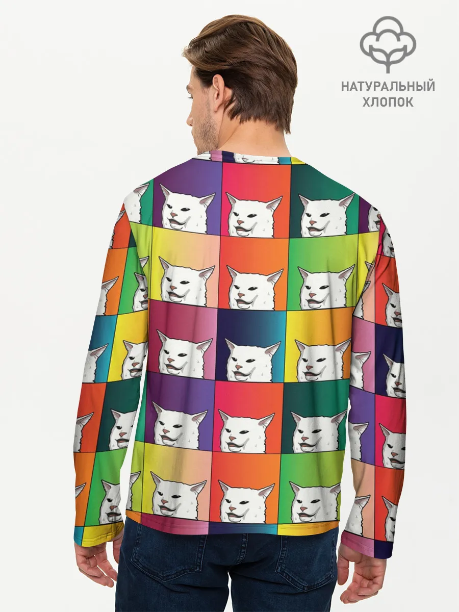 Мужской лонгслив базовый / Woman Yelling at Cat