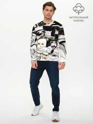 Мужской лонгслив базовый / woman yelling at cat