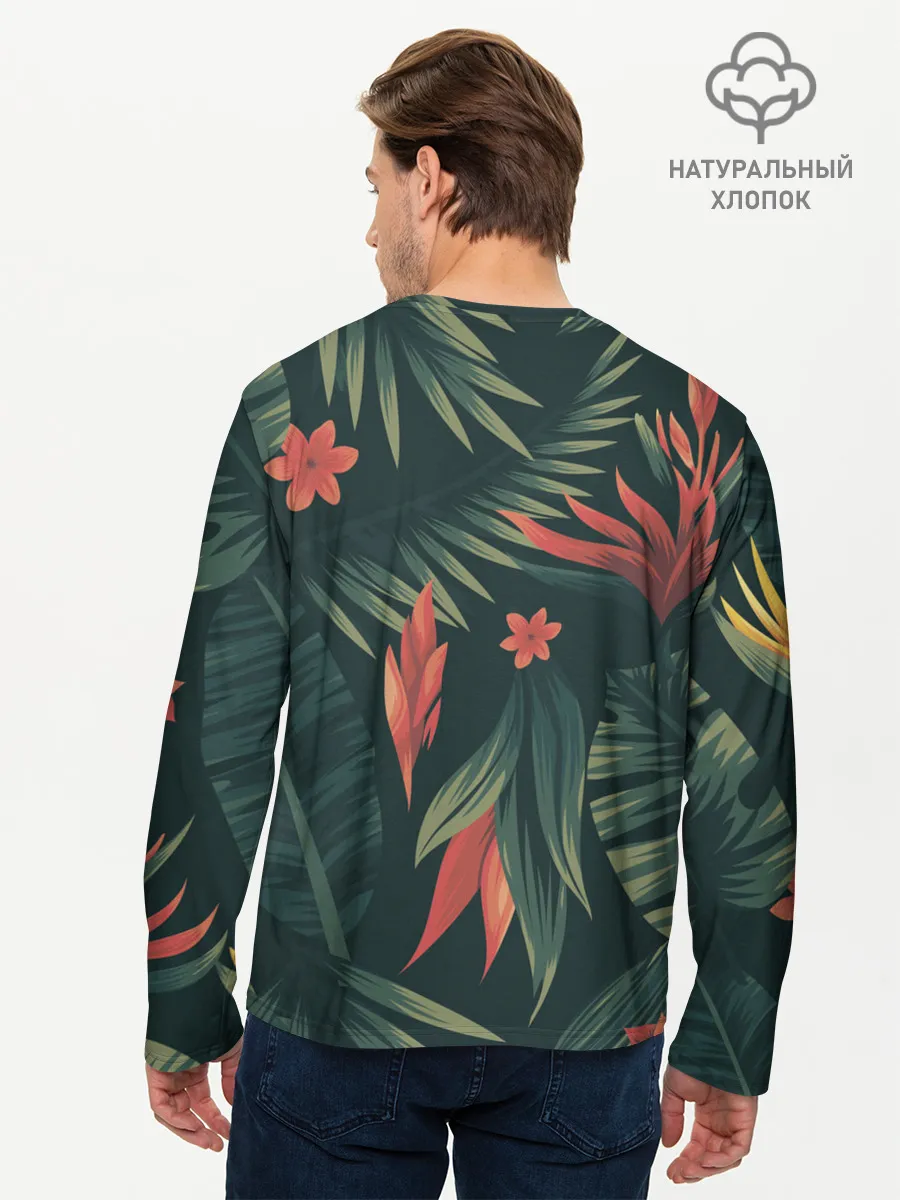 Мужской лонгслив базовый / Тропический комуфляж
