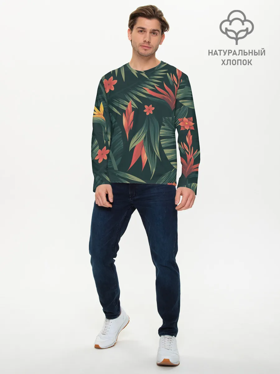 Мужской лонгслив базовый / Тропический комуфляж