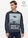 Мужской лонгслив базовый / I want to believe