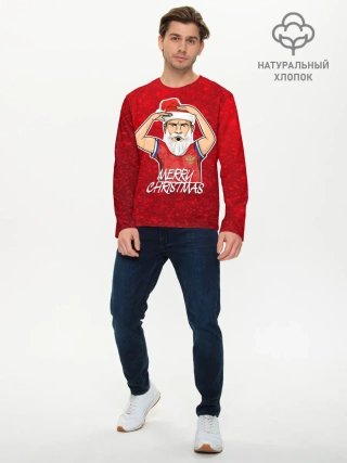 Мужской лонгслив базовый / Новогодний Дзюба Russia