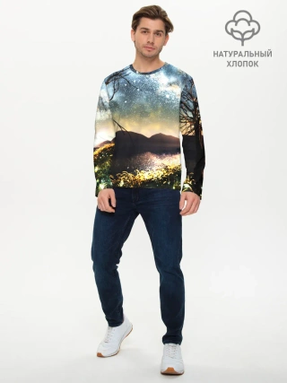 Мужской лонгслив базовый / Ночь в горах