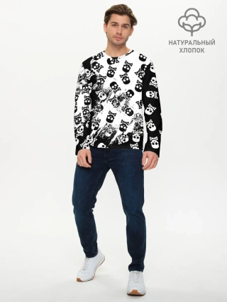 Мужской лонгслив базовый / Черепа