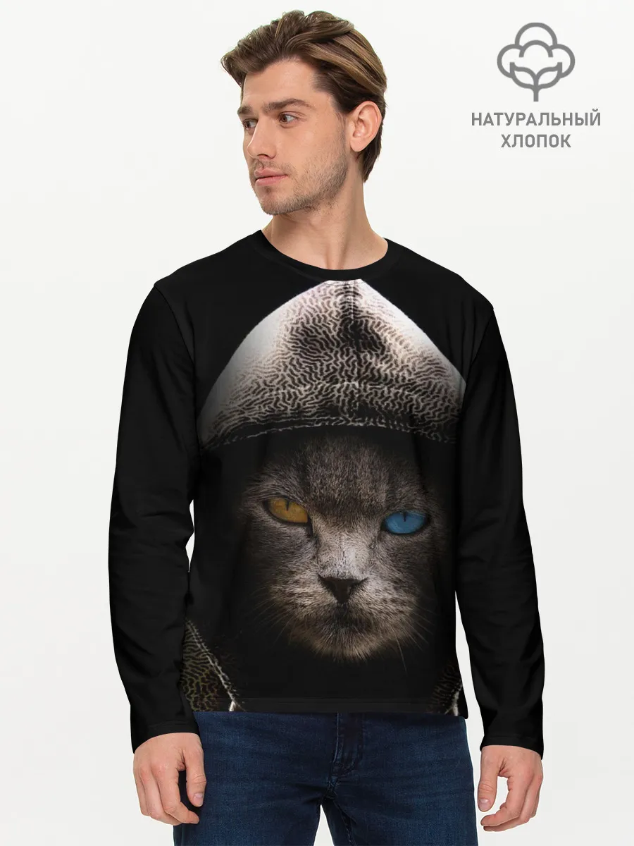 Мужской лонгслив базовый / Уличный кот