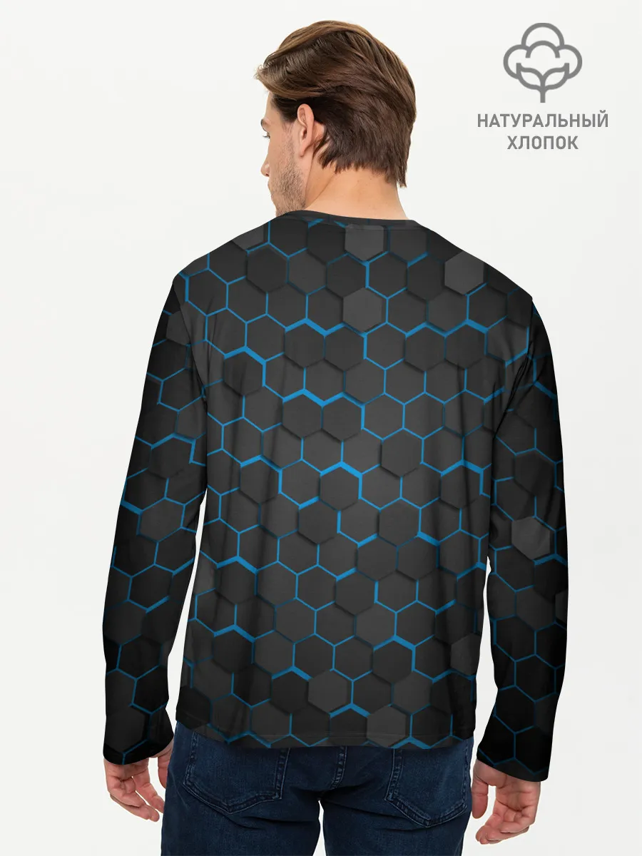 Мужской лонгслив базовый / OCTAGON голубой
