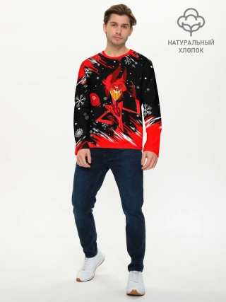 Мужской лонгслив базовый / HAZBIN HOTEL НОВОГОДНИЙ.