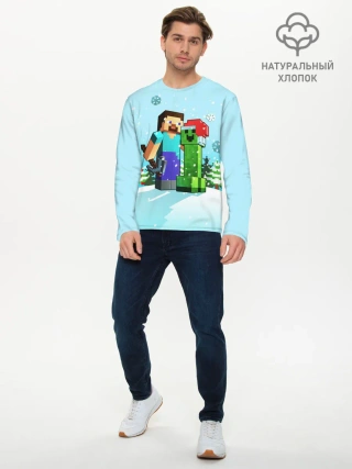 Мужской лонгслив базовый / MINECRAFT НОВОГОДНИЙ