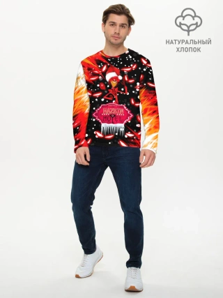 Мужской лонгслив базовый / HAZBIN HOTEL НОВОГОДНИЙ.