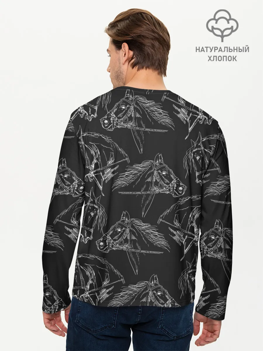 Мужской лонгслив базовый / кони