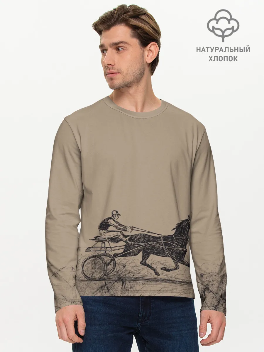 Мужской лонгслив базовый / лошадь с колесницей