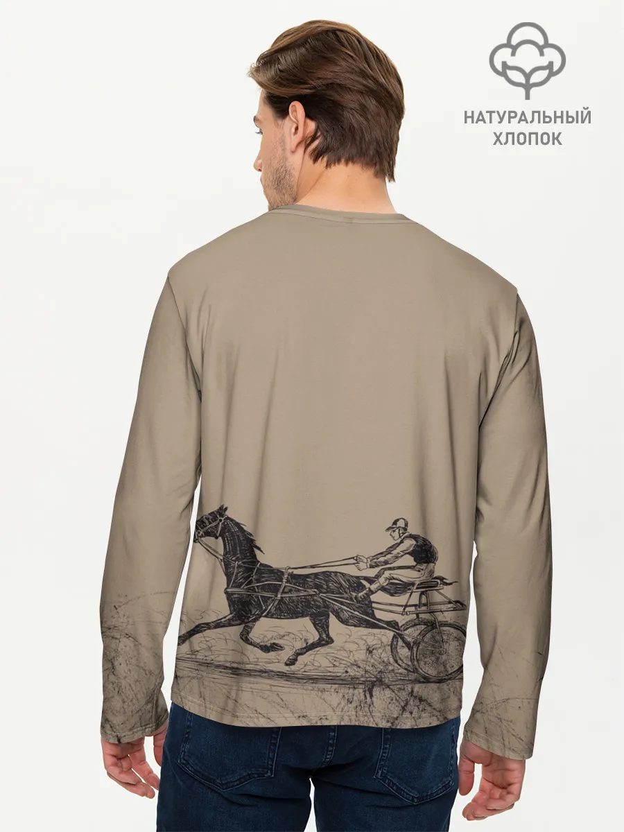 Мужской лонгслив базовый / лошадь с колесницей
