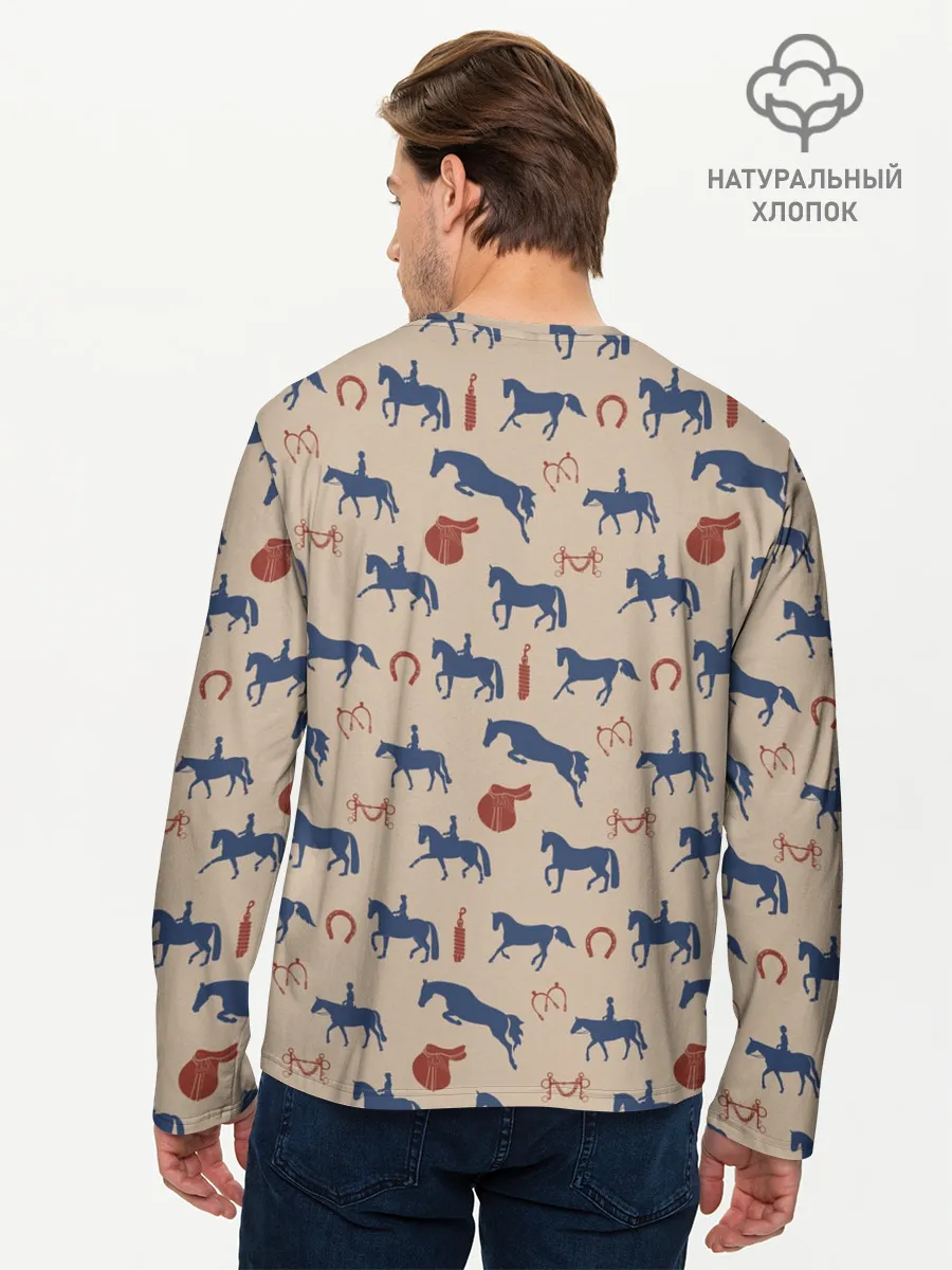 Мужской лонгслив базовый / кони