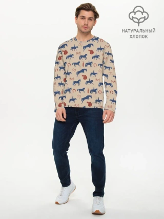 Мужской лонгслив базовый / кони