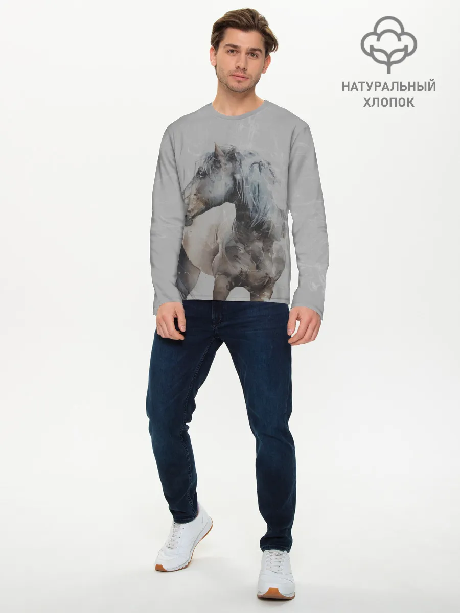 Мужской лонгслив базовый / лошадь