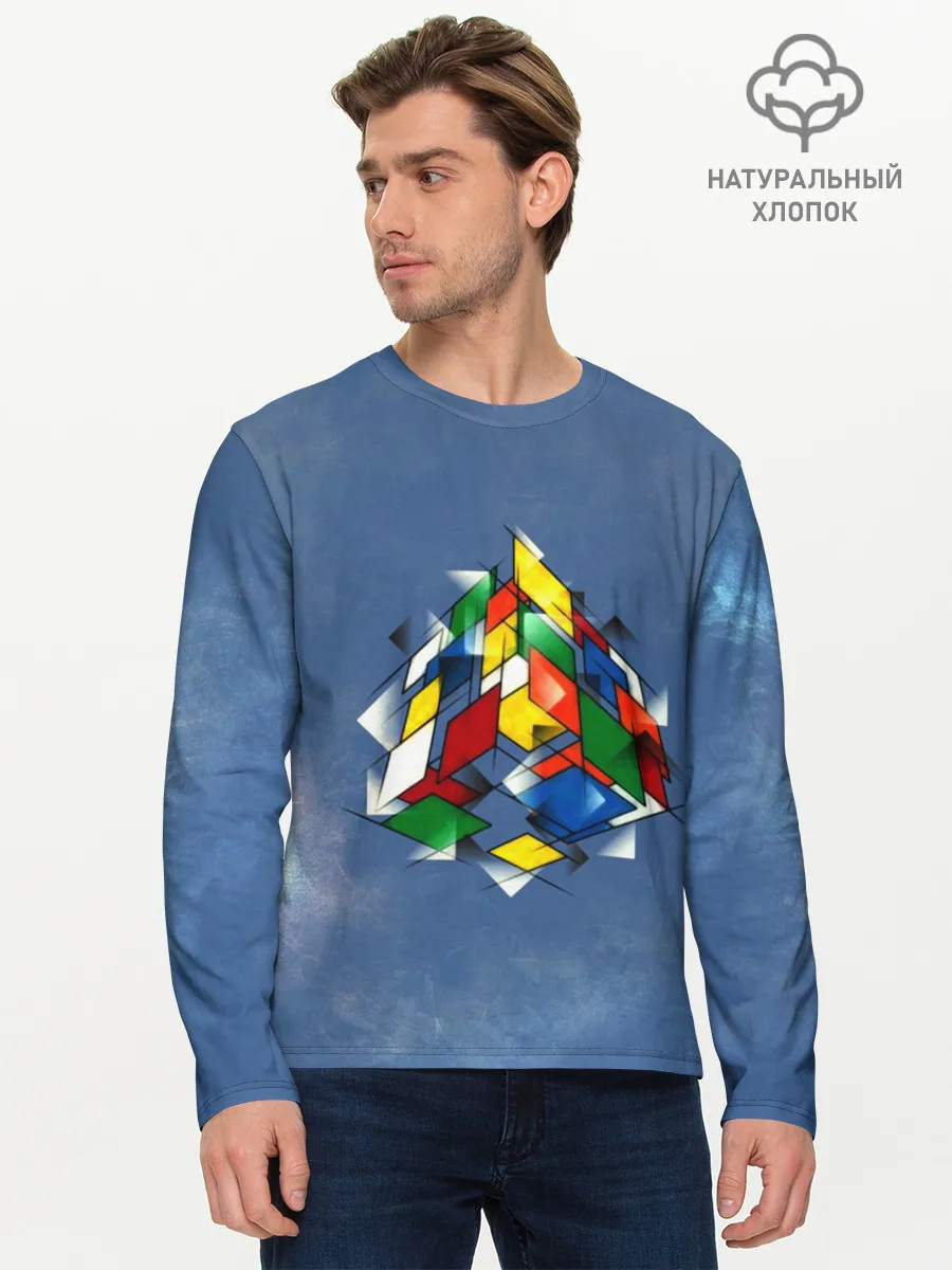 Мужской лонгслив базовый / Кубик Рубика