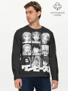 Мужской лонгслив базовый / иероглифы One Piece