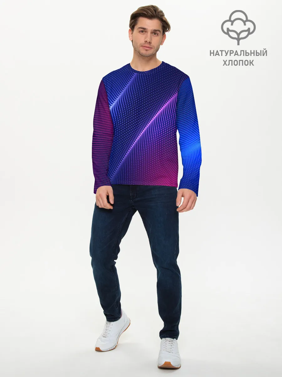 Мужской лонгслив базовый / фиолетово 3d волны 2020