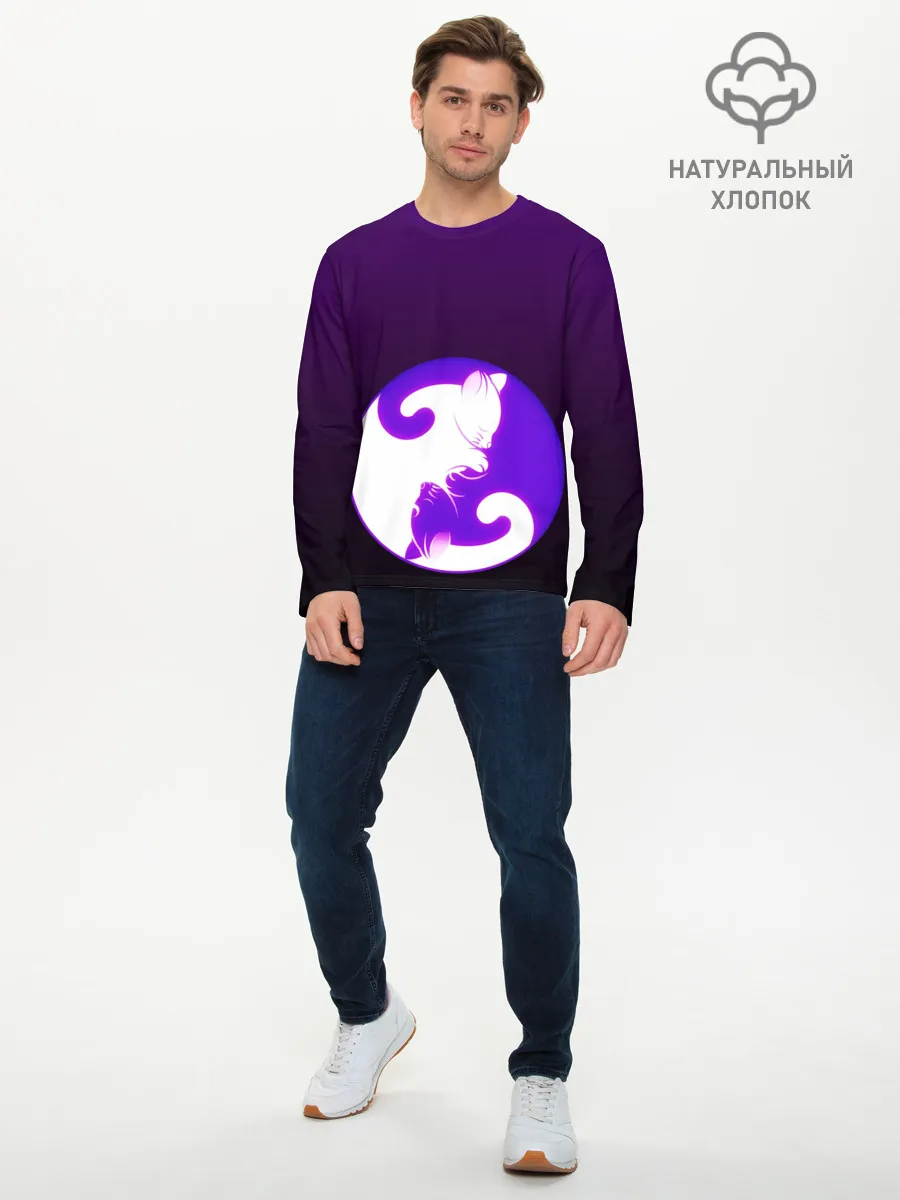 Мужской лонгслив базовый / Кошачий Инь - Янь