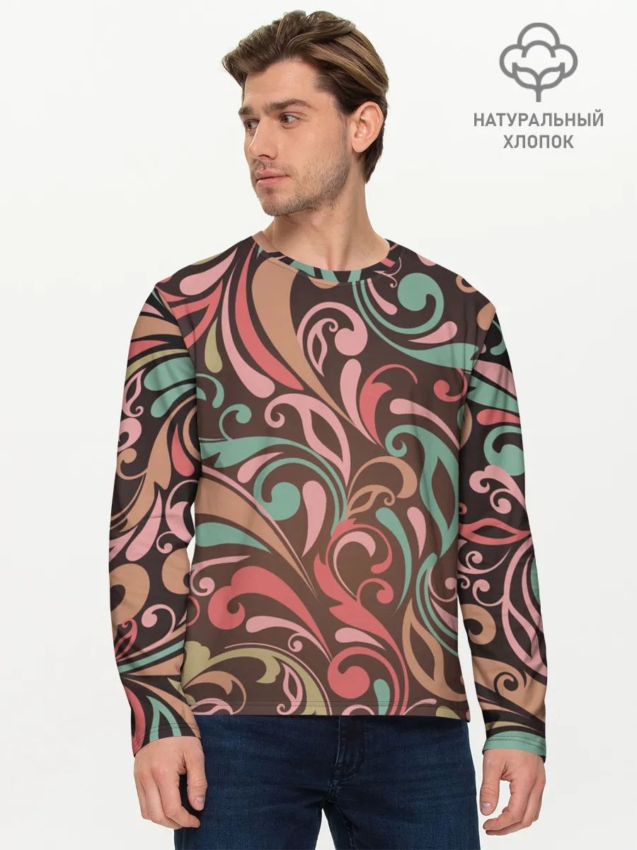 Мужской лонгслив базовый / Узор хохломы