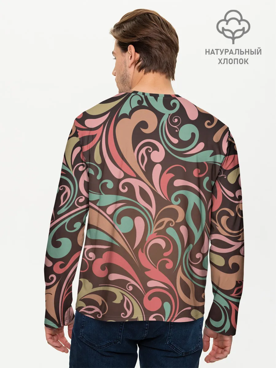 Мужской лонгслив базовый / Узор хохломы