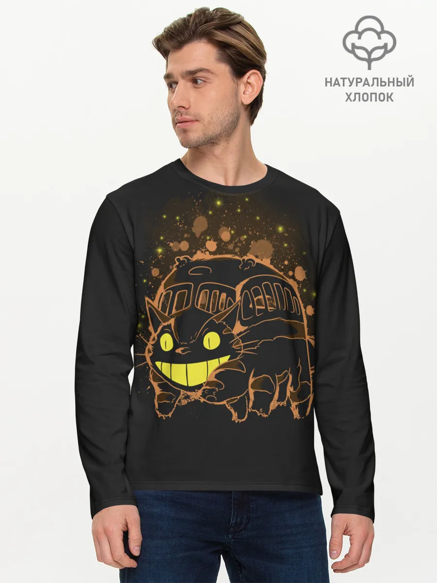 Мужской лонгслив базовый / My Neighbor Totoro оранжевый кот