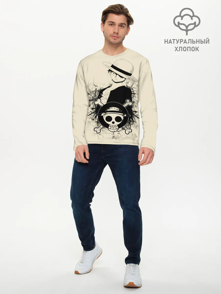 Мужской лонгслив базовый / шляпа и череп One Piece