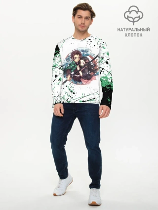 Мужской лонгслив базовый / Брызги красок Demon Slayer