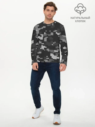 Мужской лонгслив базовый / Пиксельный камуфляж
