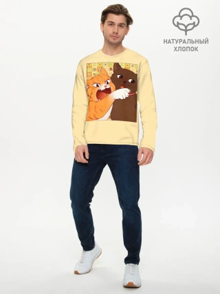 Мужской лонгслив базовый / Woman yelling at Cat meme