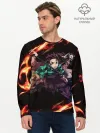 Мужской лонгслив базовый / Kimetsu no Yaiba пламенный узор