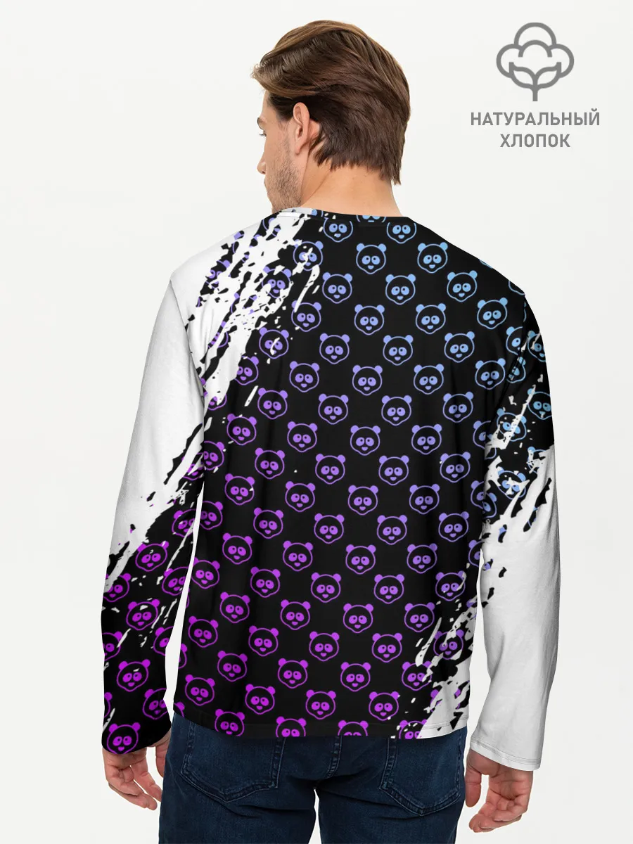 Мужской лонгслив базовый / Монокума на фиолетовом паттерне