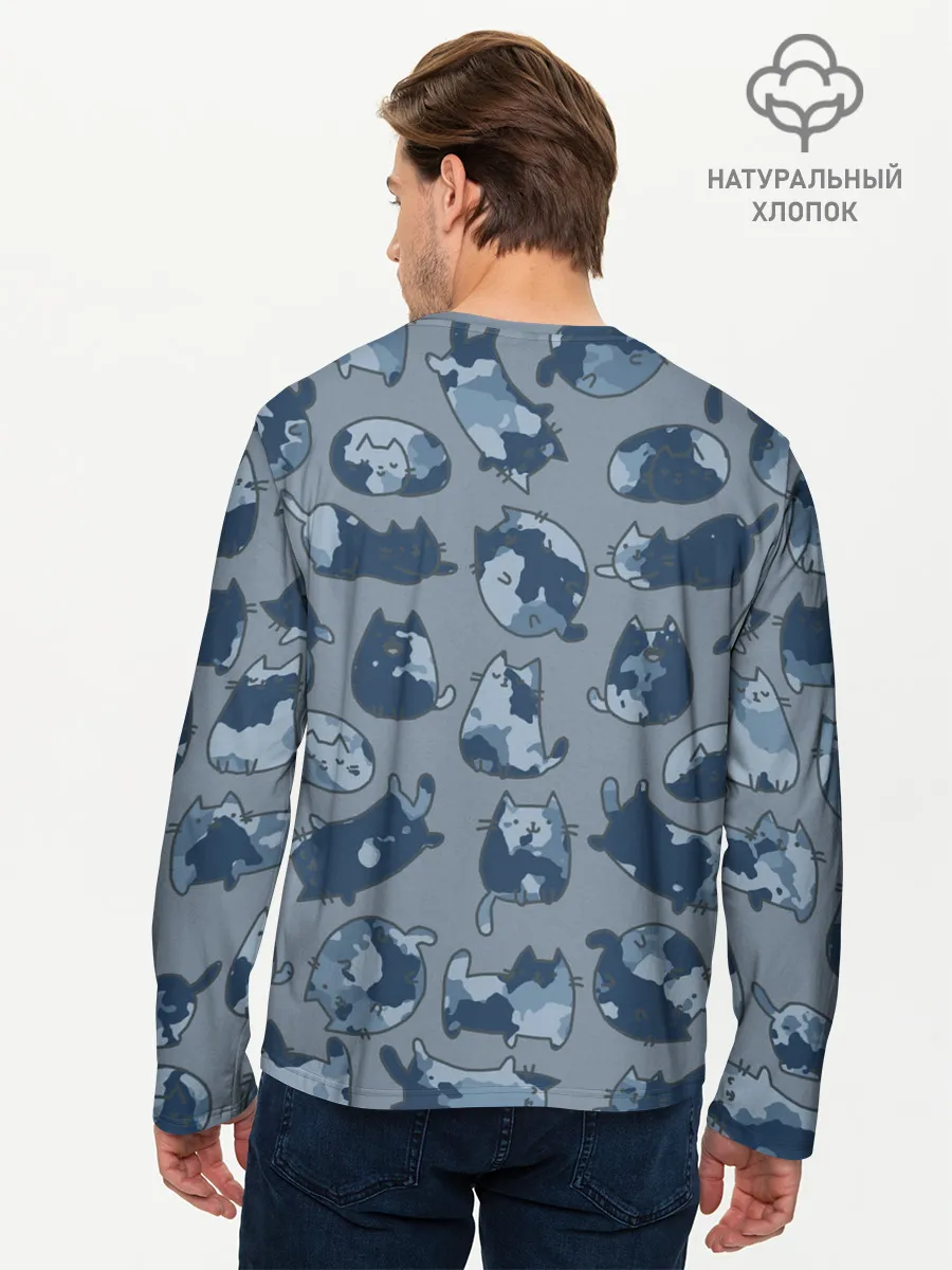 Мужской лонгслив базовый / Камуфляж с котиками