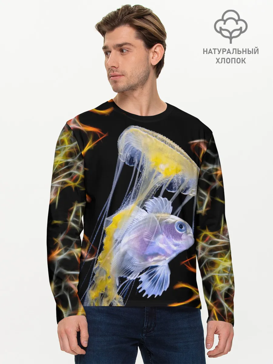 Мужской лонгслив базовый / медуза