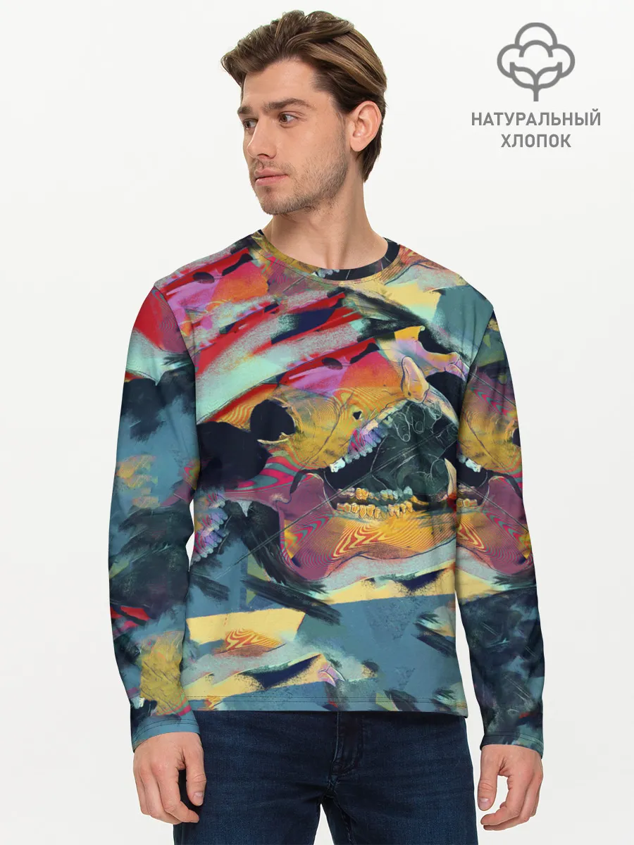 Мужской лонгслив базовый / Абстрактный рисунок