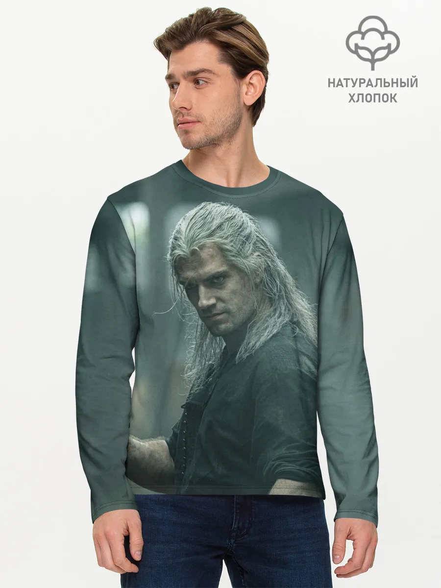 Мужской лонгслив базовый / Ведьмак Геральт