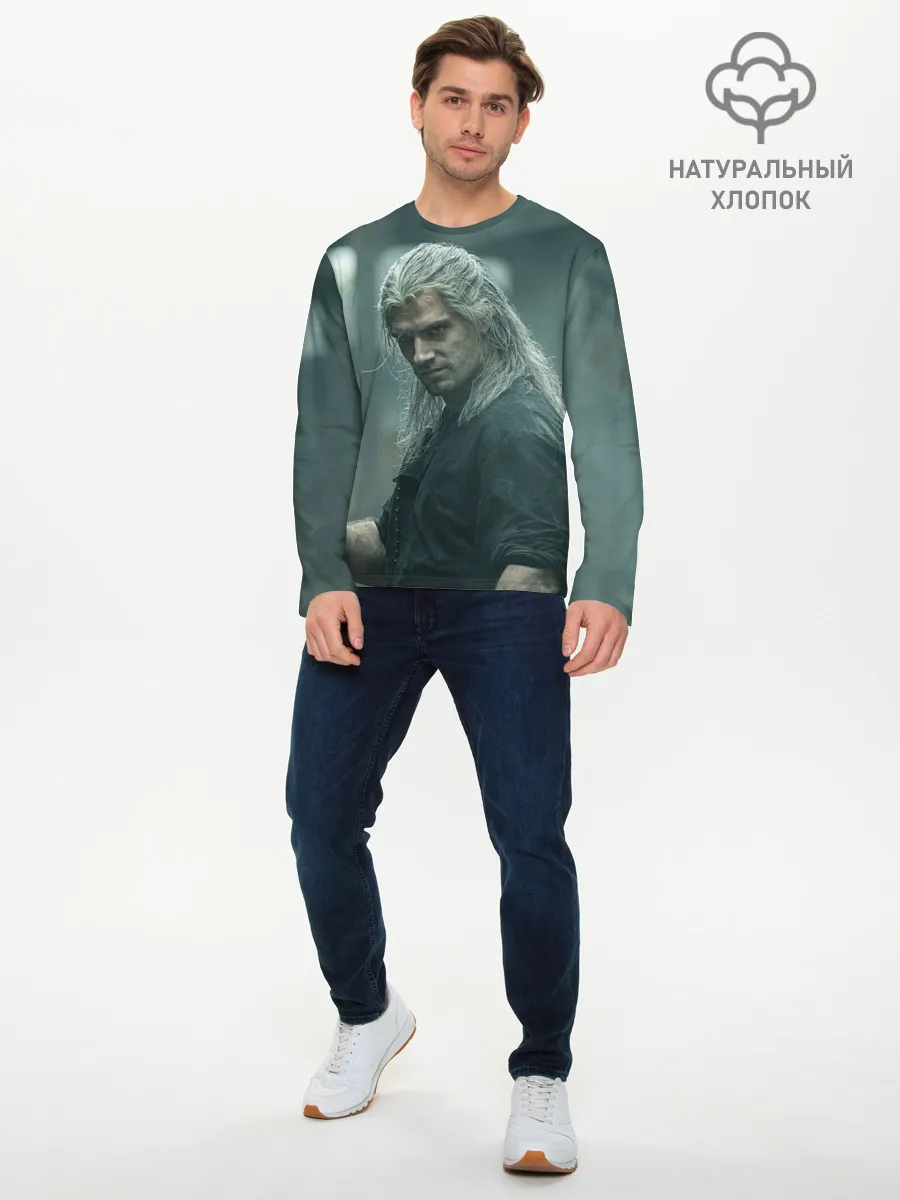 Мужской лонгслив базовый / Ведьмак Геральт