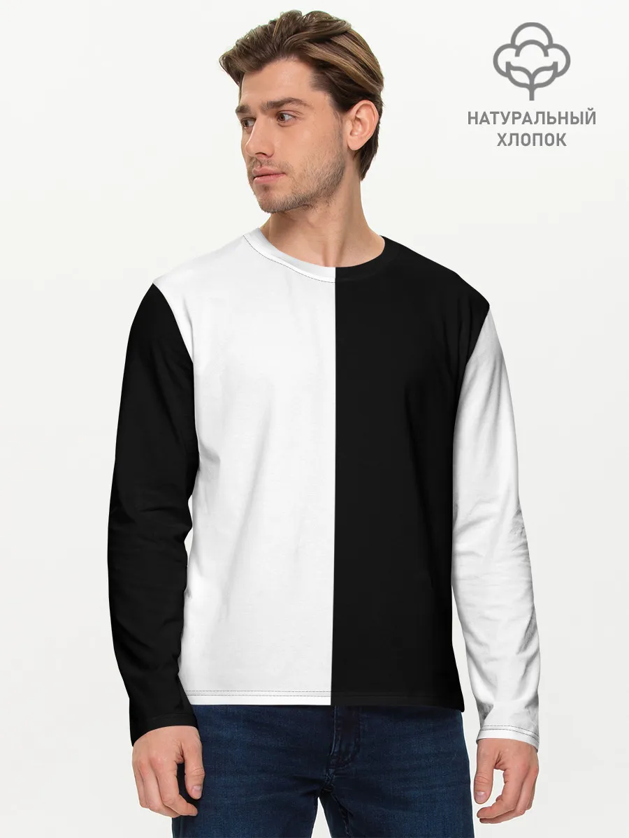 Мужской лонгслив базовый / ПРОСТО ЧЁРНО-БЕЛЫЙ | Black and White