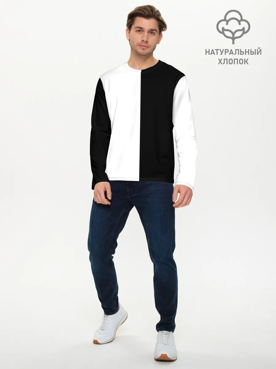 Мужской лонгслив базовый / ПРОСТО ЧЁРНО-БЕЛЫЙ | Black and White