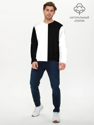 Мужской лонгслив базовый / ПРОСТО ЧЁРНО-БЕЛЫЙ | Black and White