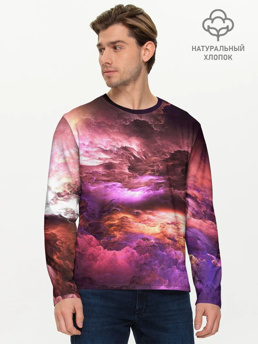 Мужской лонгслив базовый / закат абстракция