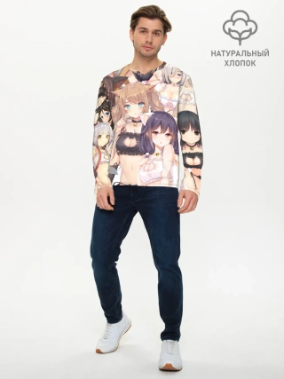 Мужской лонгслив базовый / Девушки в купальниках