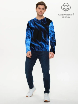 Мужской лонгслив базовый / BLUE FIRE FLAME