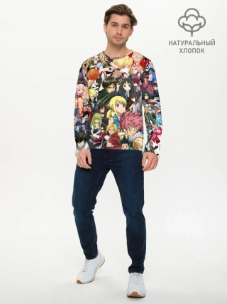 Мужской лонгслив базовый / Аниме коллаж