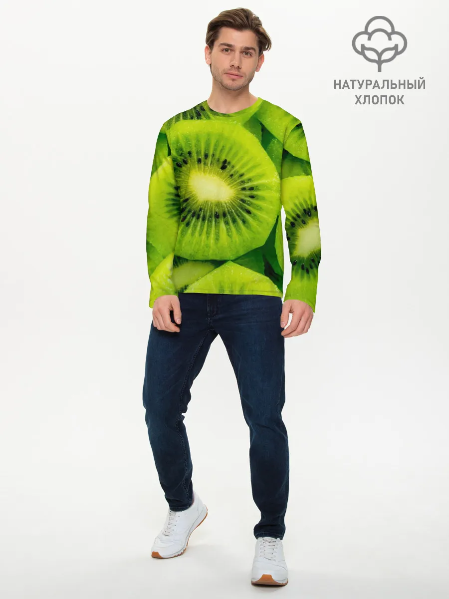 Мужской лонгслив базовый / Зеленый киви